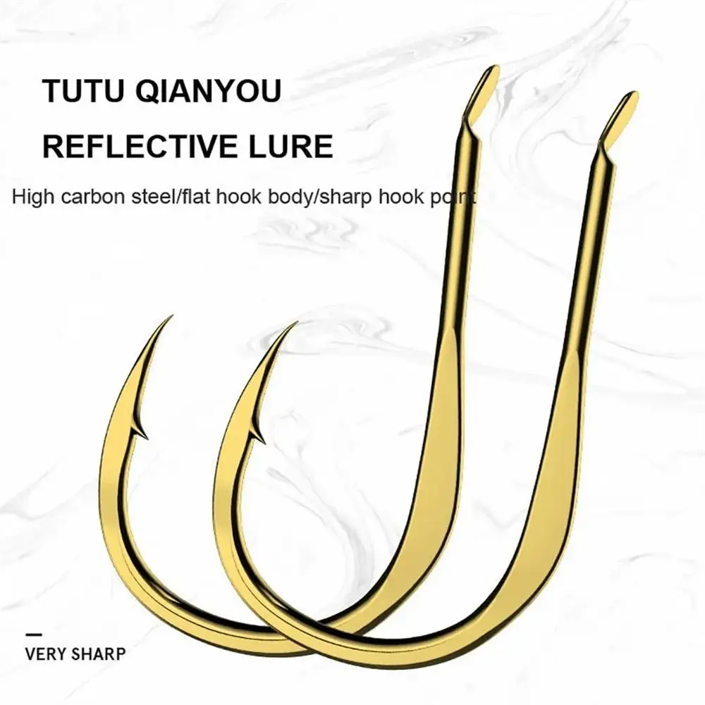 20 unids/pack de anzuelos de pesca dorados de acero rico en carbono, anzuelo de púas individual, punción afilada, anzuelos dorados fuertes - imagen 3