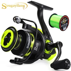 Carrete de Pesca Giratorio Sougayilang 1000-4000, Carrete de Aluminio, Línea de Nailon, Relación de Engranajes 5.2:1, Alta Velocidad, Arrastre de 10 kg para Pesca de Lubina, Trucha y Peces de Agua Dulce