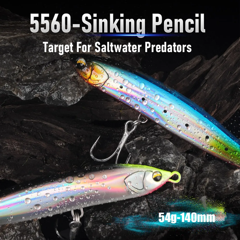 Kingdom-señuelo tipo lápiz que se hunde, 140mm, 54g, Wobblers duros artificiales de agua salada de fundición larga, Jerkbait para curricán de lubina - imagen 3