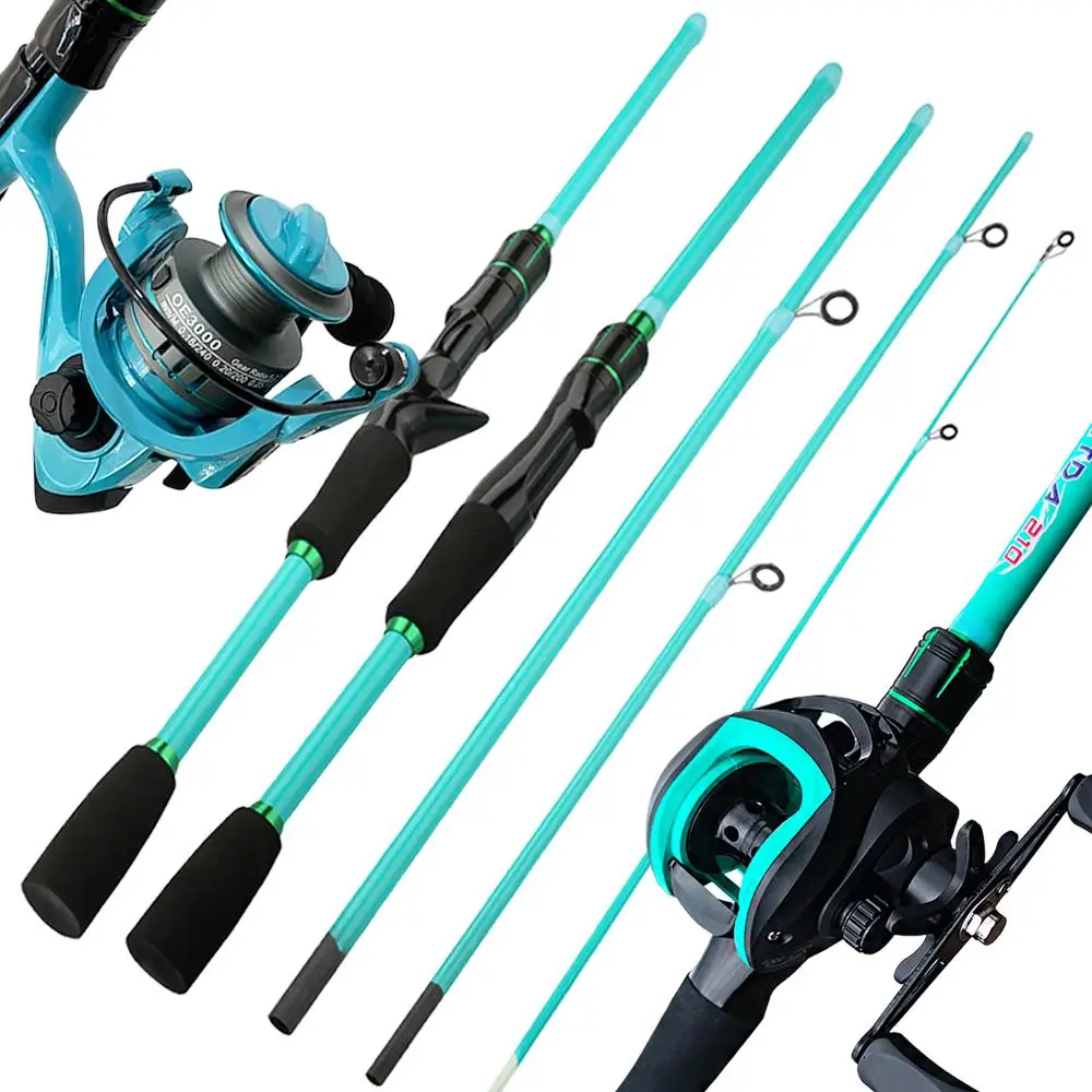 Ultralight Koolstofvezel Telescopische Lokken Hengel 1.8-2.1m met Spinning/Baitcasting Reel Combo Max Weerstand 3-8kg Pesca