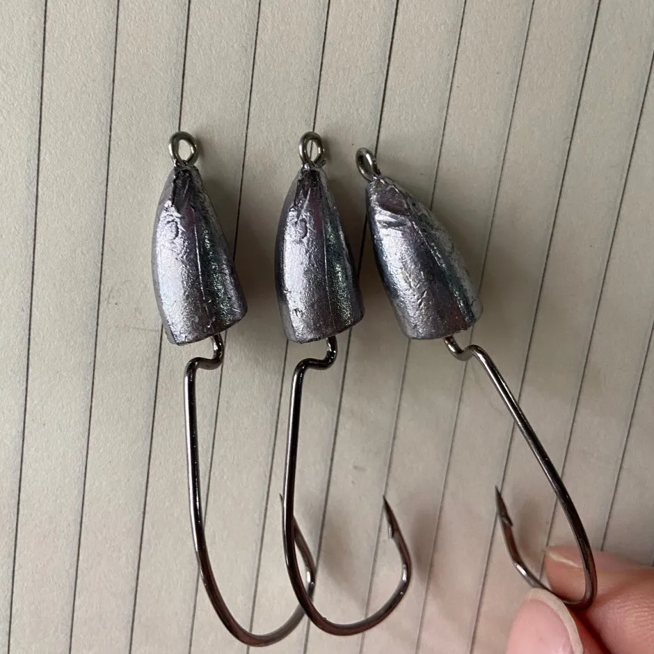 Anzuelo con cabeza de anzuelo afilada para pesca, cebo blando, anzuelos triangulares de gusano, fondo antiperforación, anzuelo fuerte, 5 uds. - imagen 5