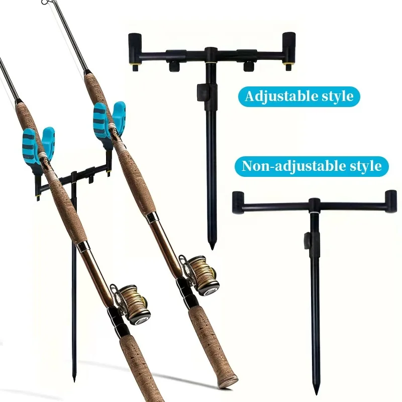 Barra portacañas aluminio con 2 cabezales ajustable o fijo para pesca - imagen 4