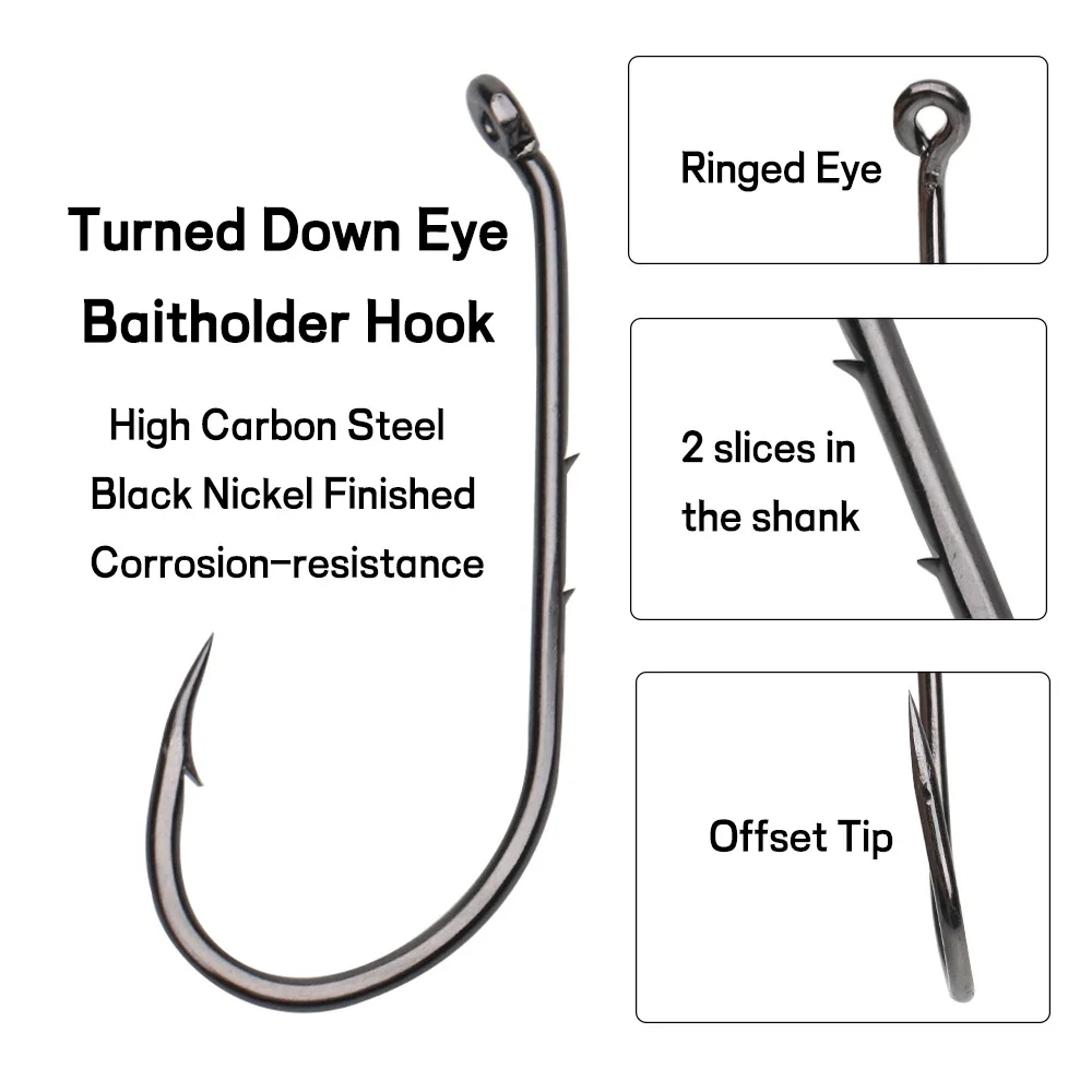Anzuelo de cebo de acero con alto contenido de carbono, aparejo de pesca de agua salada, Punta Offset de níquel negro, 50 piezas, 12 #-6/0 - imagen 3