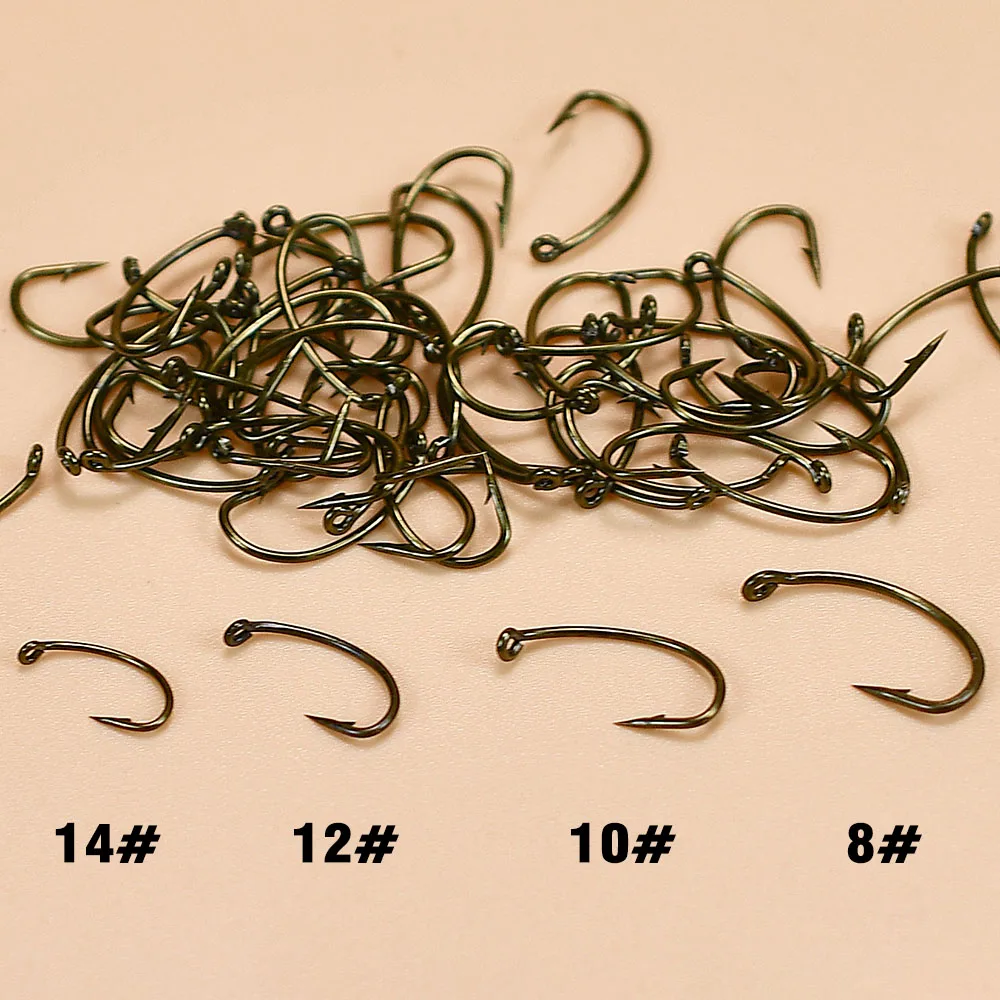 MNFT 100PCS Koolstofstaal Droge Vliegenhaken Vishaak Nimf Scud Midge Caddis Garnalen Vliegbindset Haken - imagen 2