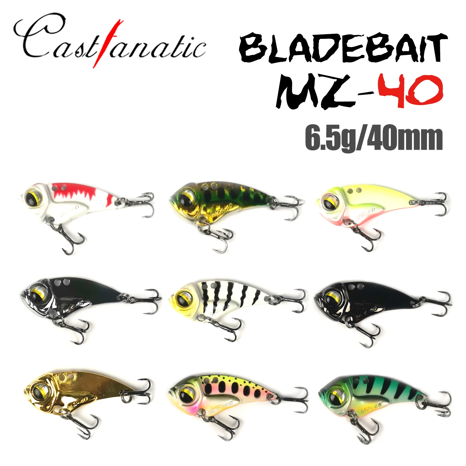 Castfanatic MZ40 6,5g Metal hundimiento sin labios Crankbait hoja VIB Glow cigarra Wobblers cebos aparejos para lubina perca Señuelos de pesca - imagen 2