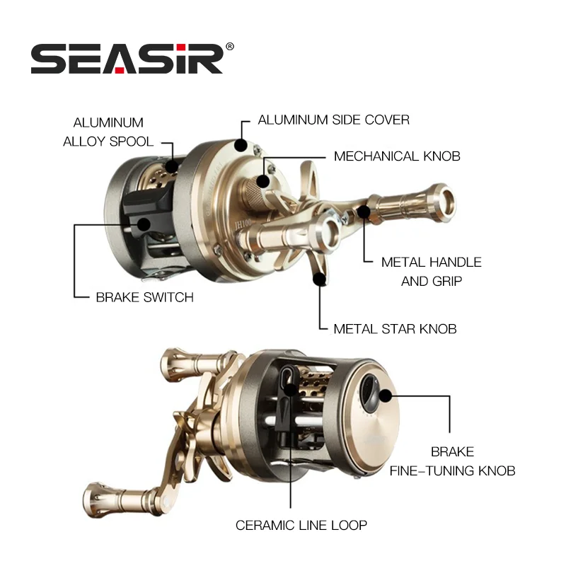 Carrete Baitcasting SEASIR JH – Metálico CNC para pesca en mar - imagen 3