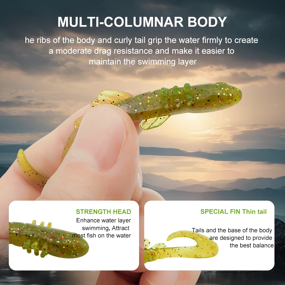 KESFISHING-Nuevos Señuelos de Pesca artificiales de plástico suave, cebos delgados de una sola cola, 70mm, 2,5g, olor atrayente - imagen 3