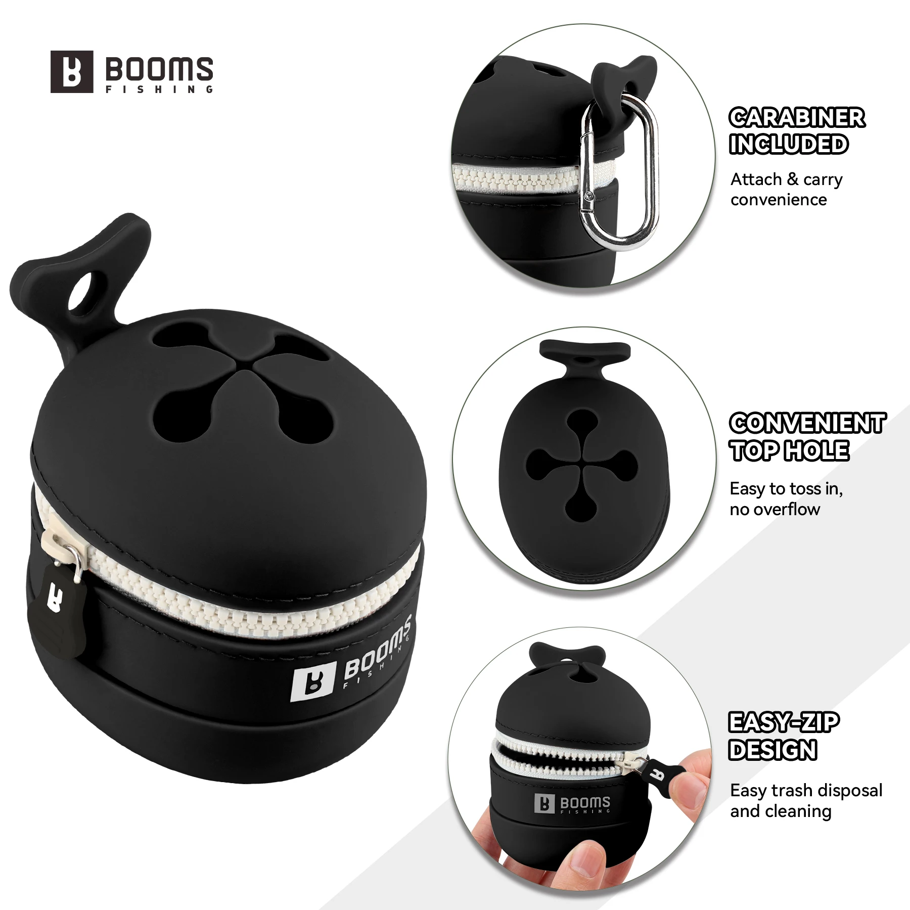 Booms-caja de silicona plegable para pesca, cubo de basura multifuncional portátil con Clips de mosquetón, accesorios de pesca para acampar para mascotas - imagen 3