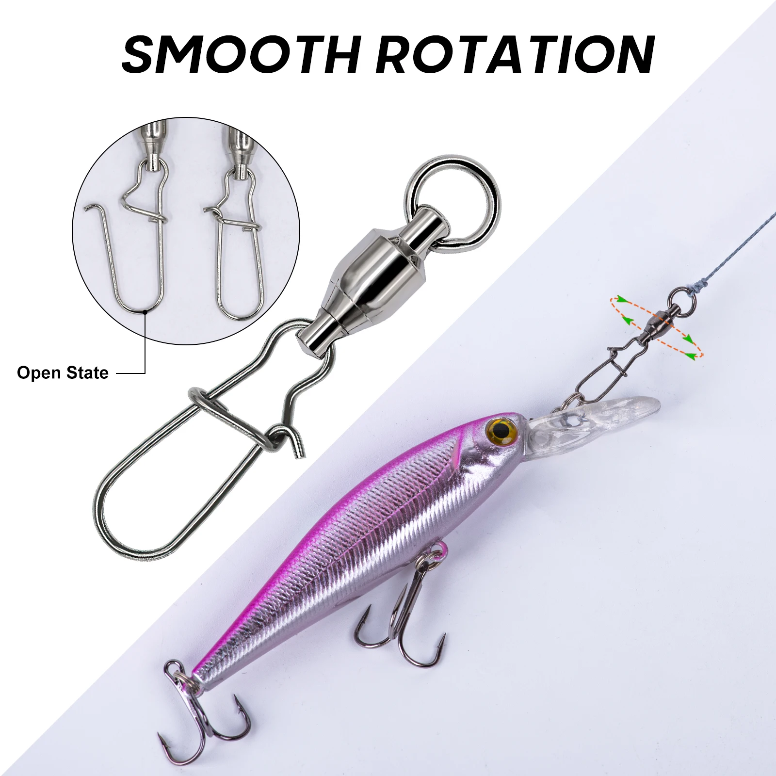 Goture-conector de pesca de acero, alfileres giratorios de rodamiento, accesorios de aparejos de pesca de Lucio, juego de señuelos giratorios de anzuelo - imagen 4