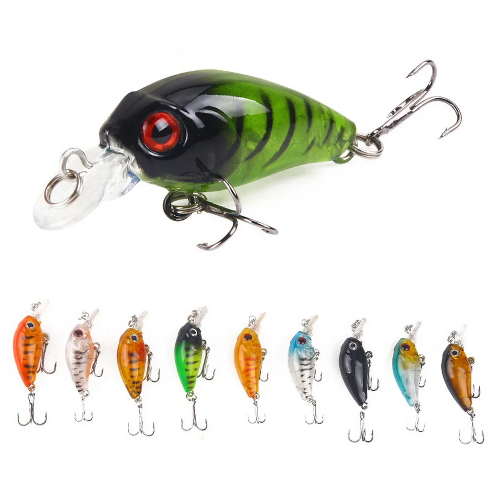 4 Uds. Mini cebo duro con manivela biónica de agua superior 45mm 4g Minnow Wobbler señuelo de pesca Swimbait con anzuelo triple para trucha carpa lubina - imagen 5