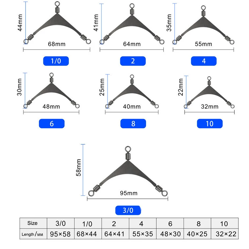 Cabezal de plantilla de pesca de acero inoxidable, 10 piezas, 3 vías, palo rodante, Conector de pesca, aparejos giratorios, accesorios de pesca - imagen 3