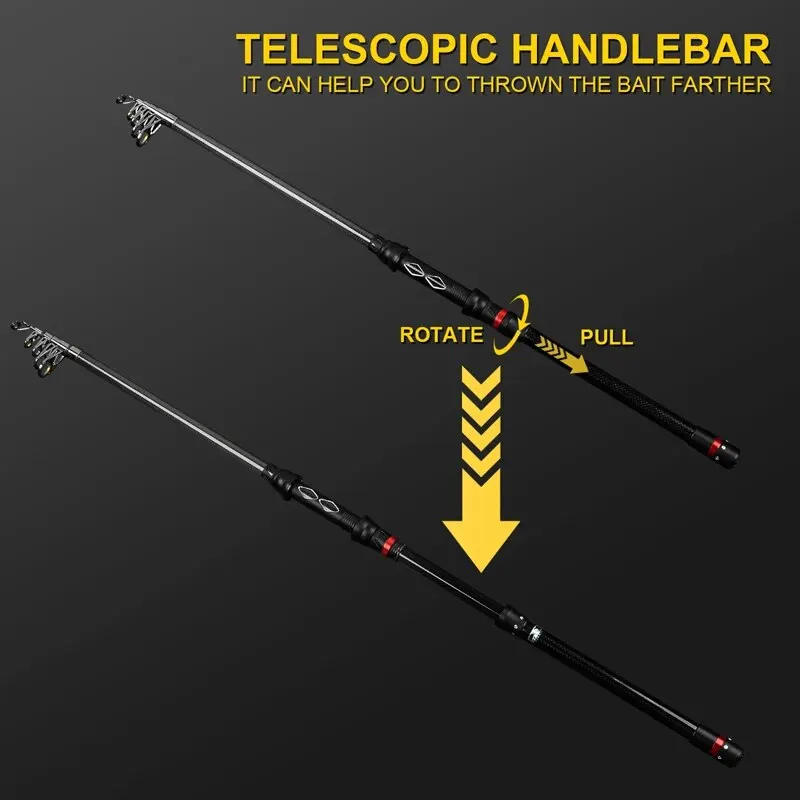 JSFUN-caña de pescar telescópica de carbono, 1,8 M, 2,1 M, 2,4 M, 2,7 M, ultraligera, para carpa - imagen 4