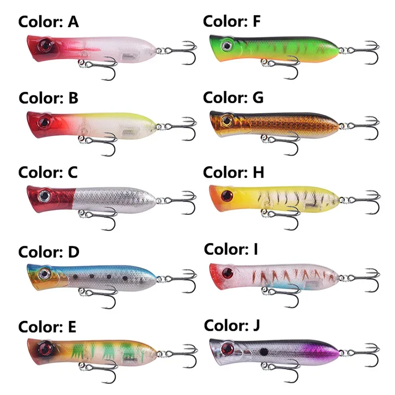 Señuelo de Pesca Topwater Popper, 8cm, 11g, Wobblers de plástico, cebo Artificial con gancho para lubina, Swimbait, aparejos de Pesca, 1 ud.