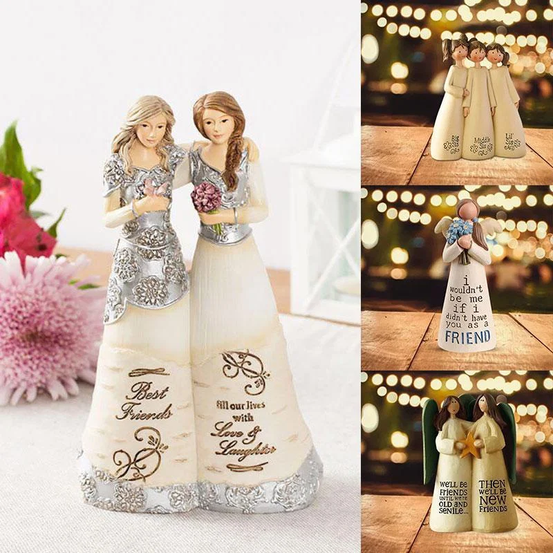 Estatuilla que celebra la amistad, decoración del hogar, estatua de Ángel de resina, decoración de hermana amiga, regalo del Día de San Valentín - imagen 3