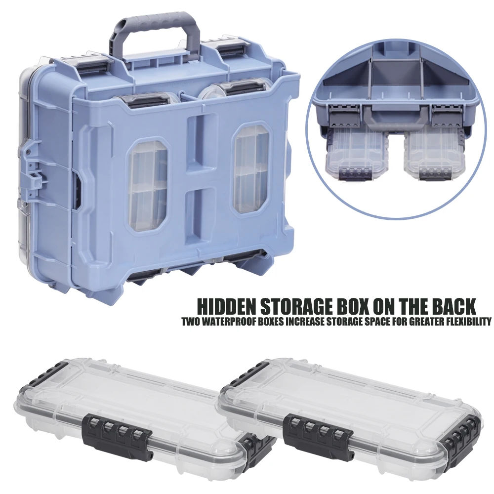 SAMOLLA Caja de aparejos de pesca de gran capacidad, portátil, multifuncional, impermeable, accesorios de cebo, caja de almacenamiento para acampar al aire libre - imagen 3