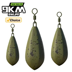 Plomo de pesca de 9KM, 3 uds., peso de pesca de carpa de camuflaje de hoja de sauce con giro rodante para agua salada