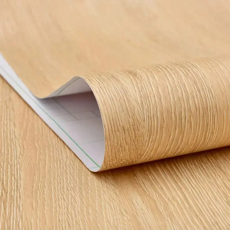 Papel tapiz impermeable de grano de madera de imitación de roble amarillo de 40cm de ancho, pegatina de pared extraíble, decoración autoadhesiva para mesa de gabinete - imagen 3