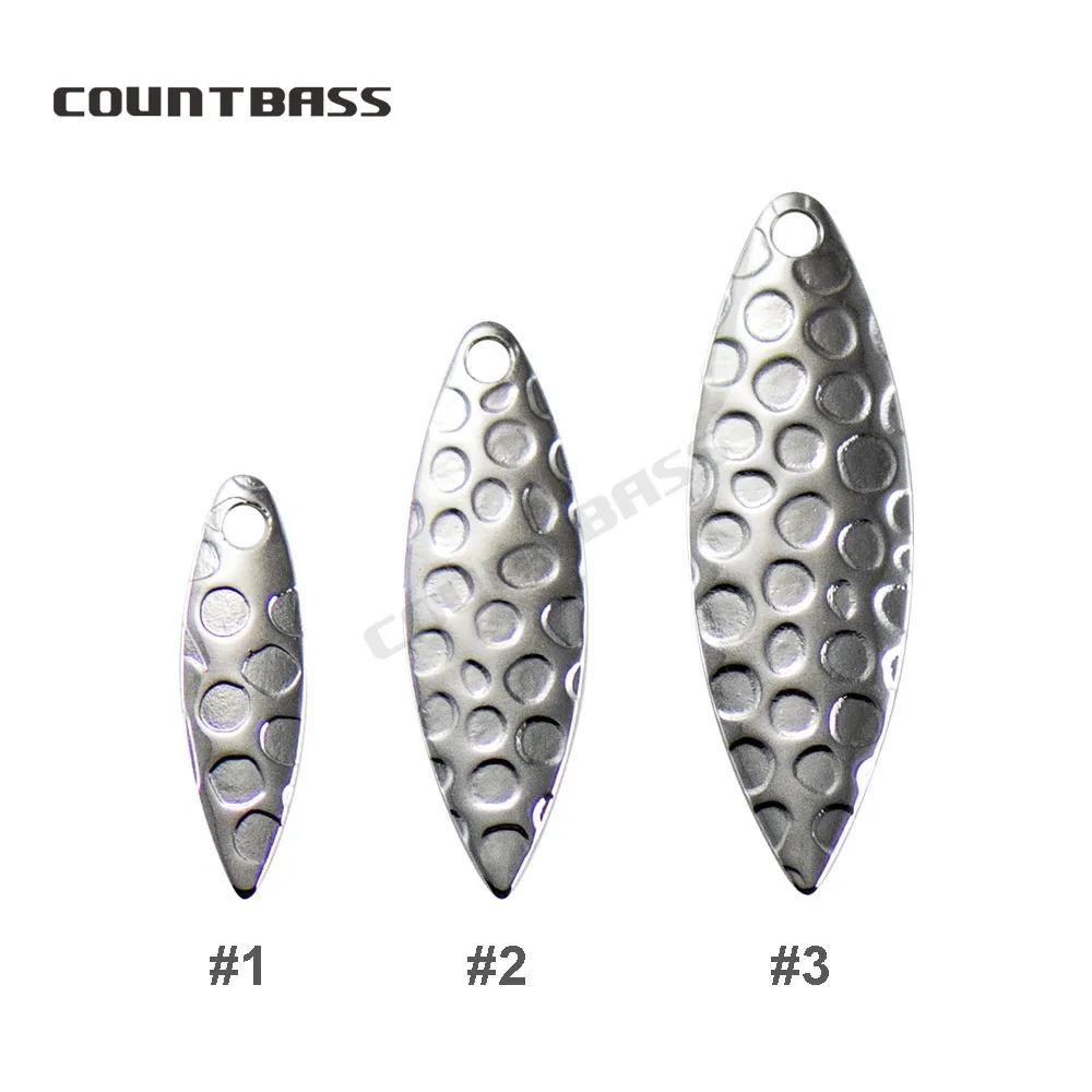 Countbass 50 Uds tamaño 1-tamaño 3 níquel latón hoja de sauce Spinner cuchillas patrón martillado señuelo de pesca accesorios piezas