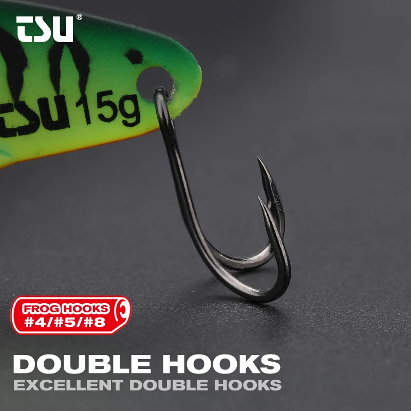 TSURINOYA-anzuelos dobles de rana, señuelo de Pesca de Mar, 4 #/5 #/#8, cebo de acero de alto carbono, anzuelos afilados, 20 piezas/40 Uds. - imagen 5