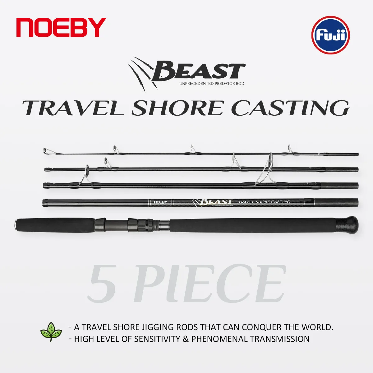 NOEBY Beast Travel Shore Casting Rod 2,9 m XH Fuji Set 5 piezas señuelo peso máximo 150g cañas giratorias de embarque juego grande caña portátil