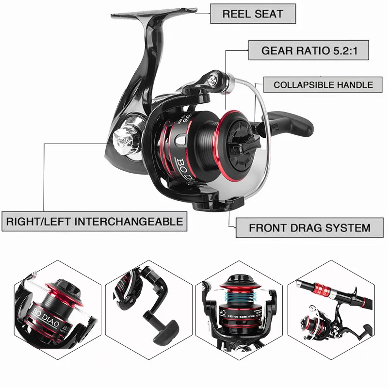 Fishing Rod Reel Combo Kit - Rod & Reel Combos with 2.1m Adjustable Fishing Pole, Spinning Reel, Fishing Line, Artificial Bioni - imagen 3