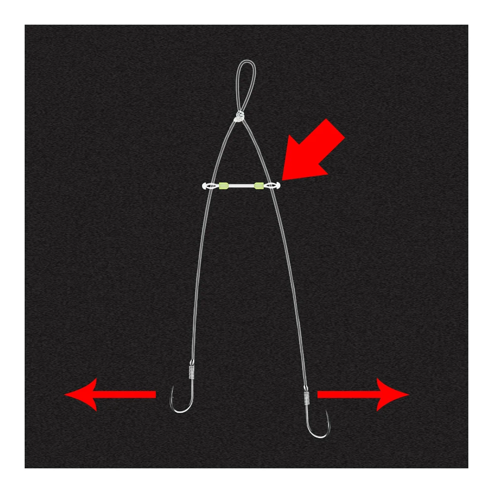Dispositivo de contactor de anzuelos dobles de silicona, 20 piezas, bifurcación espacial, ocho tipos de espacio, línea de frijol, herramienta de atado giratorio - imagen 3