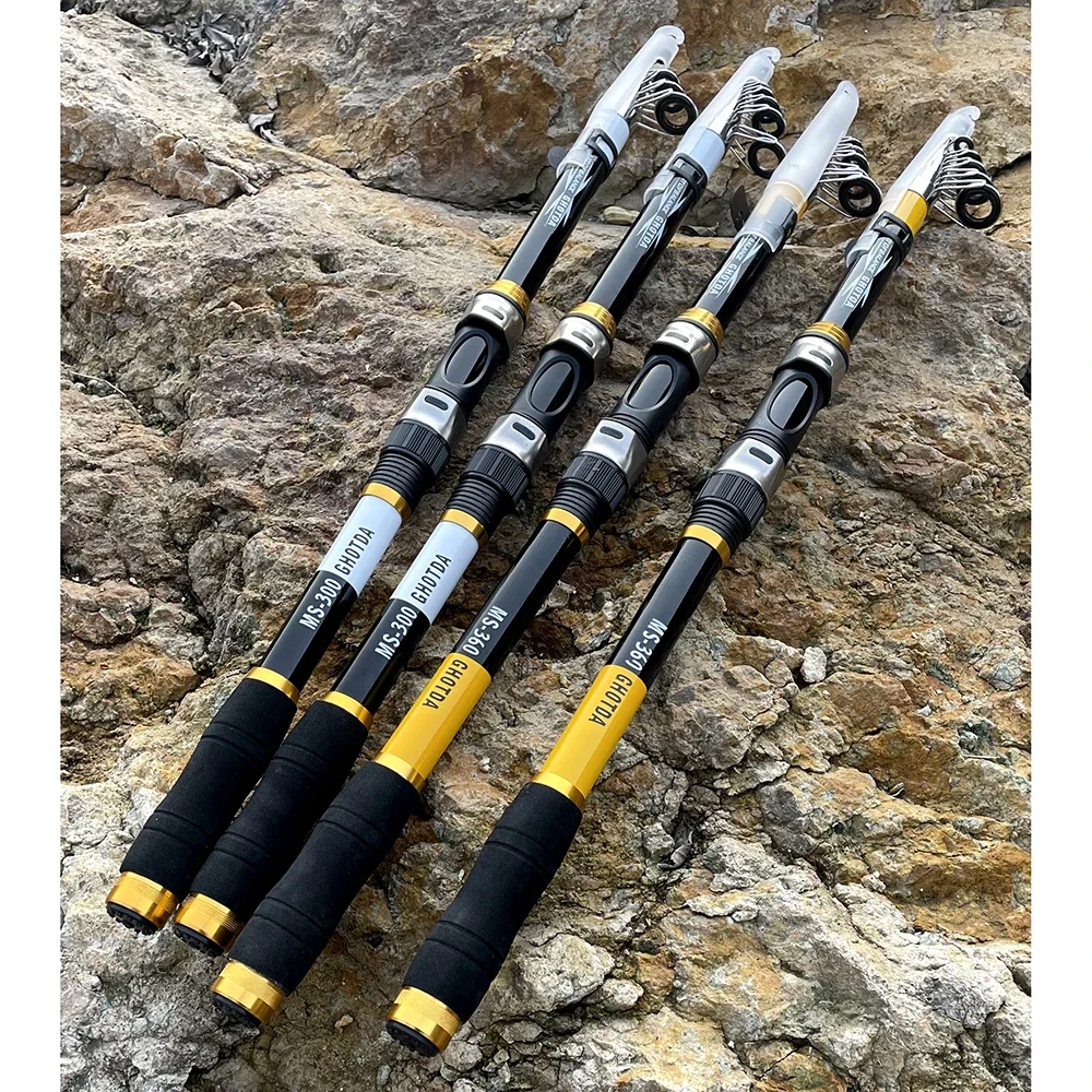 Caña de pescar telescópica de fibra de carbono, accesorio con mango EVA, giratoria, peso de 4kg, 1,8 m-3,6 m - imagen 5