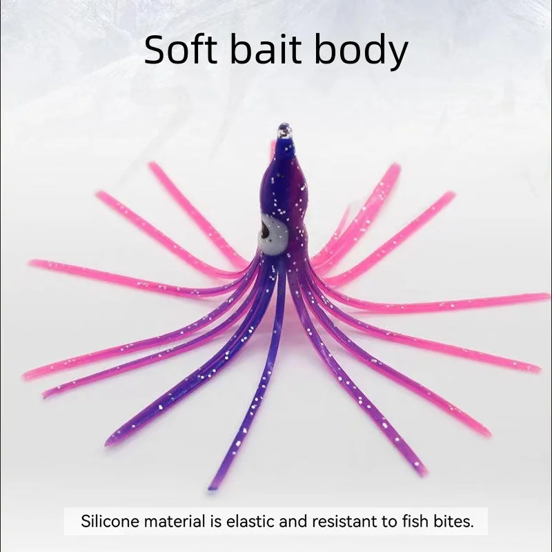 5 uds faldas de pulpo luminosas suaves señuelo 7cm silicona atún curricán con falda calamar Jigging pesca en el mar cebo brillante - imagen 3