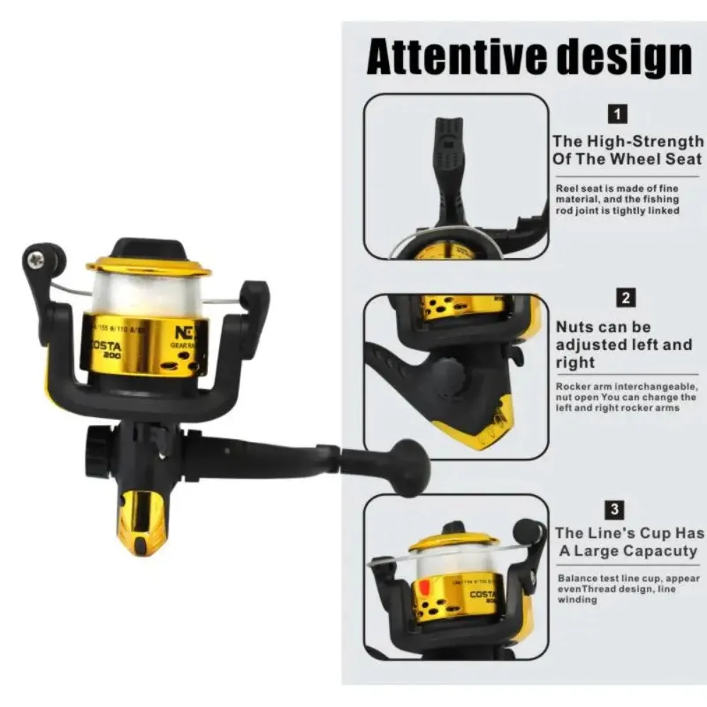 Carrete giratorio ultraligero pequeño con carrete de Metal relación de engranaje 5,2: 1 para Mini carrete de pesca en hielo con línea perfecta aventuras de invierno - imagen 4