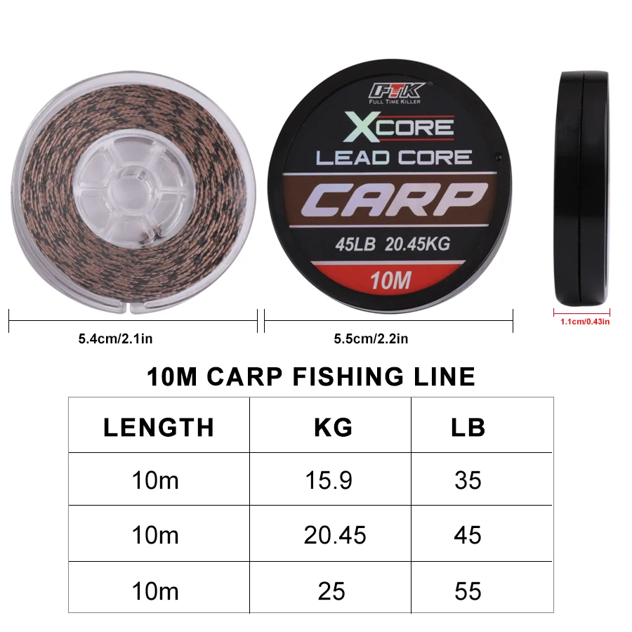 NGB 10M Leadcore Hair Rig línea de pesca de carpa 12 alambre trenzado camuflaje alimentador líder línea 35LB 45LB 55LB - imagen 5