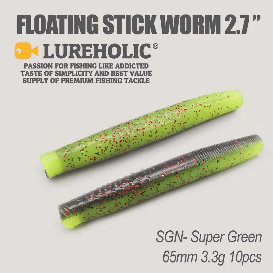 LUREHOLIC Stick Worm Flotante 65mm – Cebo blano para lubina - imagen 2