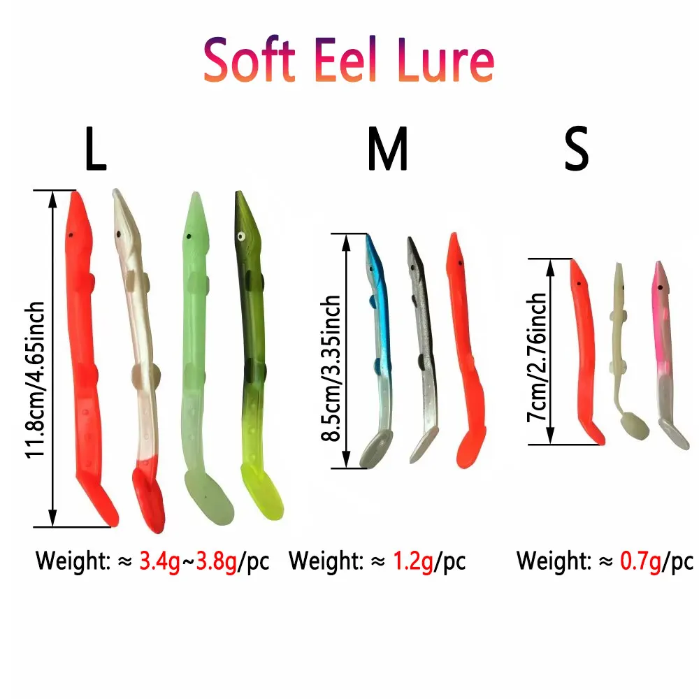 Señuelo de Anguila de plástico suave, 8 Uds., señuelo de pescado con ojo para aparejo Sabiki, Pesca en agua salada, cebo Sot, Wobblers, Pesca, aparejo de Pesca de lubina - imagen 2