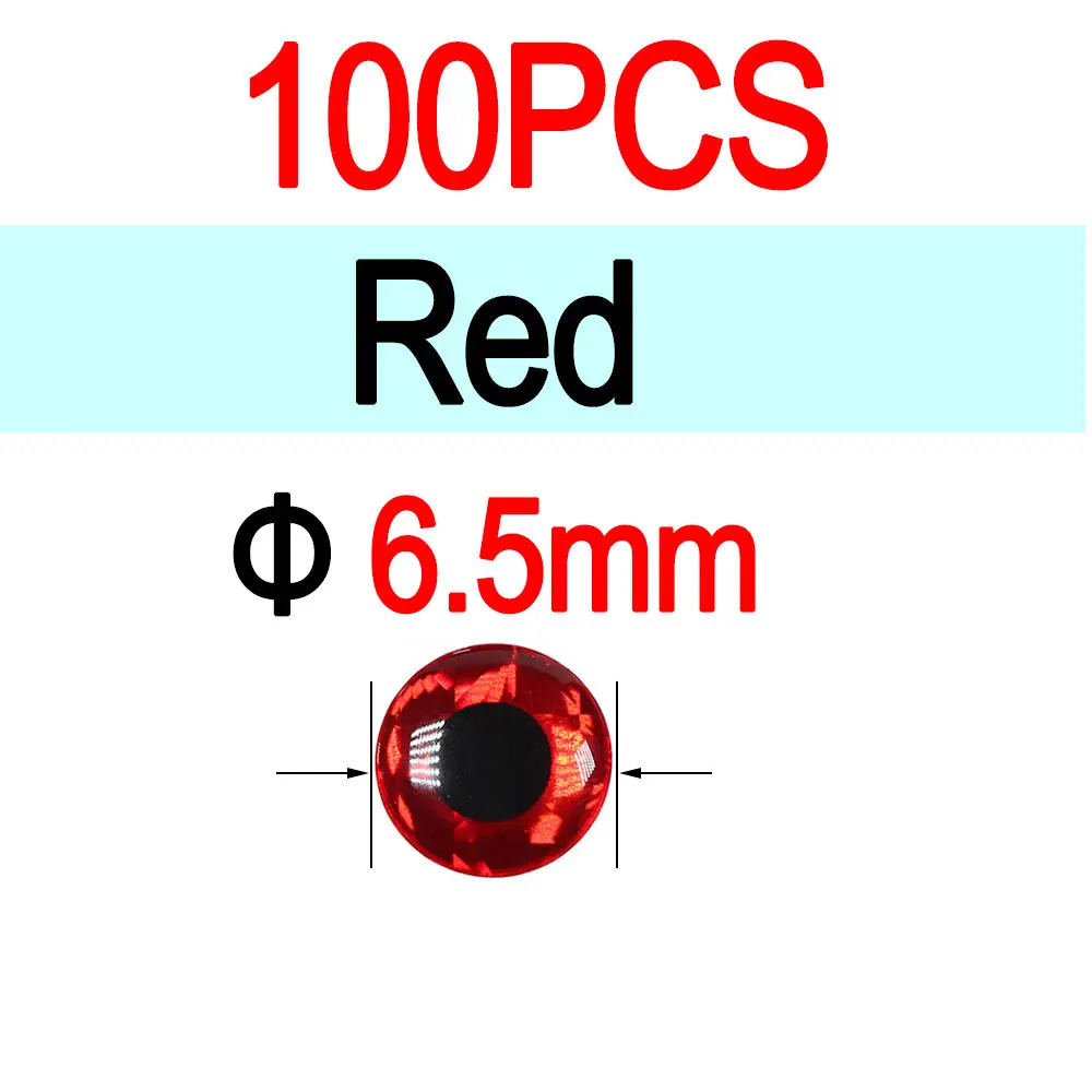 6.5mm Red 100pcs