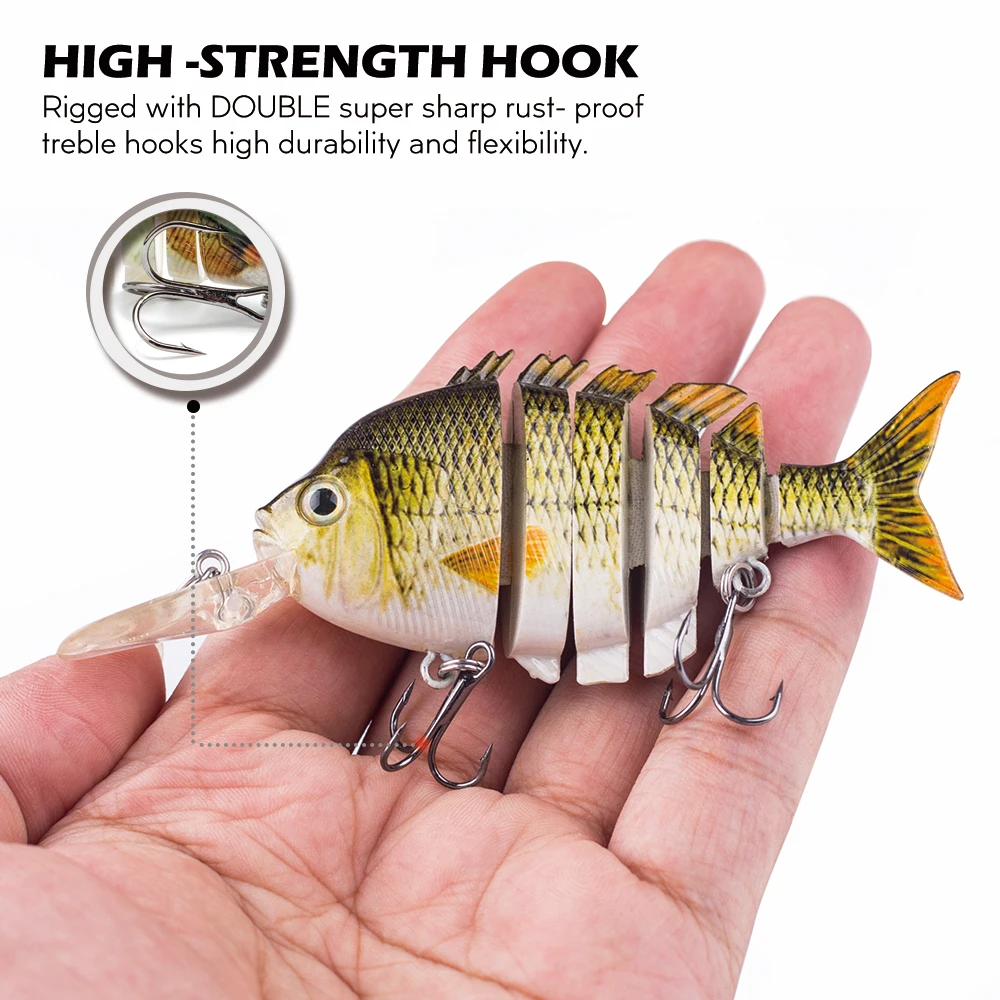 Hanlin-SEÑUELOS DE PESCA DE lengua larga multiarticulados, cebos de sábalo flotantes, Wobbler, cuerpo duro, Swimbait, aparejos de lubina, 10cm, 14g - imagen 3
