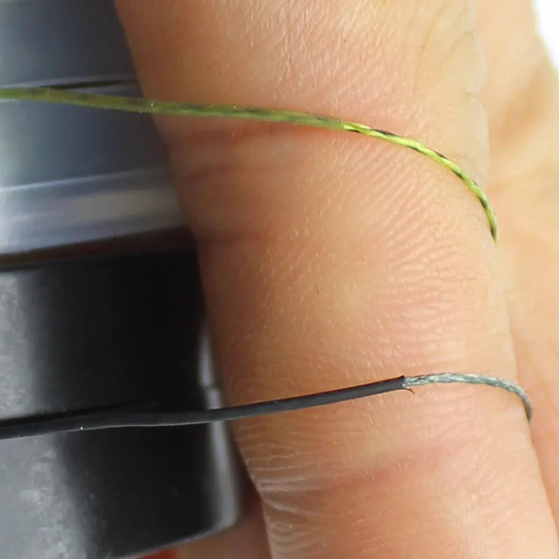 Línea de pesca de carpa verde de camuflaje de 20m, gancho suave con enlace de carpa, línea trenzada recubierta, líder para aparejo de pelo, línea de aparejo de 25 y 15LB - imagen 3