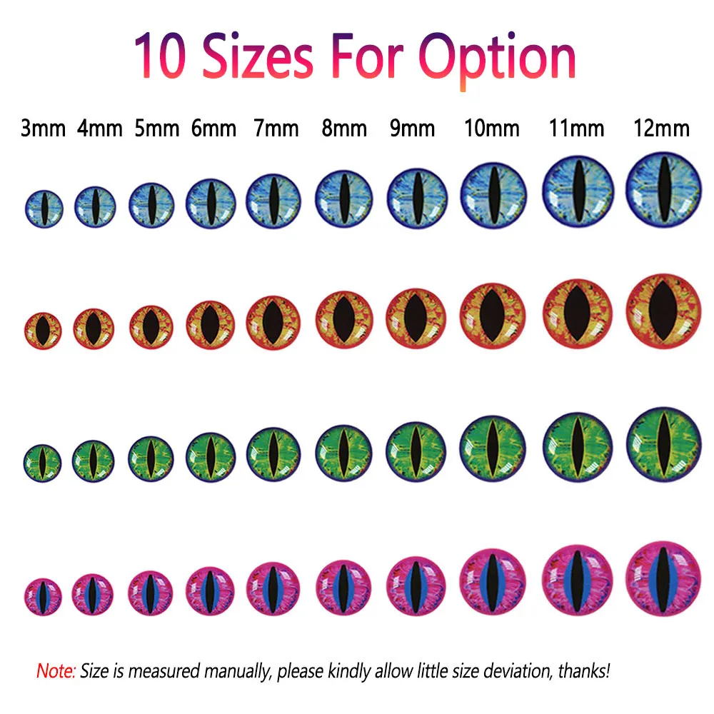 Bimoo-cebos holográficos 3D de Ojos de pez epoxi, anzuelos de pesca de 3mm ~ 12mm, para Streamer, para agua salada, 100 unidades - imagen 3