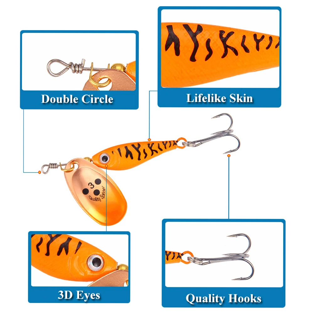 Señuelo giratorio de Metal para pesca, cebo duro Artificial para agua dulce y salada, accesorios para carpa e - imagen 4