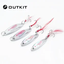 OUTKIT 7G/10G/14G/21G señuelo de pesca cuchara con anzuelo triple Peche tiro largo Metal duro señuelo aparejos de pesca Spinner Gear cebo VIB