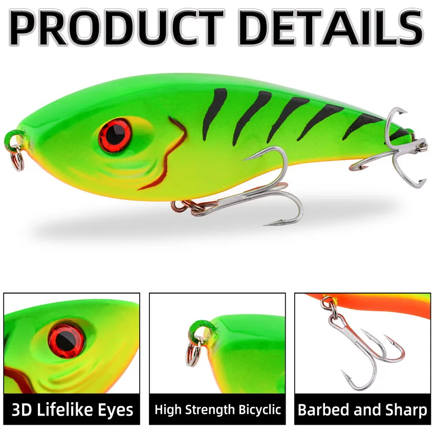 1 Uds. Señuelo de pesca VIB grande 14,5 cm 53,5g cebos artificiales duros de hundimiento lento para accesorios de pesca de invierno - imagen 4