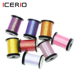 ICERIO Glint Mylar Flash oropel Material de atado de moscas oropel Flashabou para Ninpph cuerpo de Midge Buzzers trucha gritando moscas de pesca