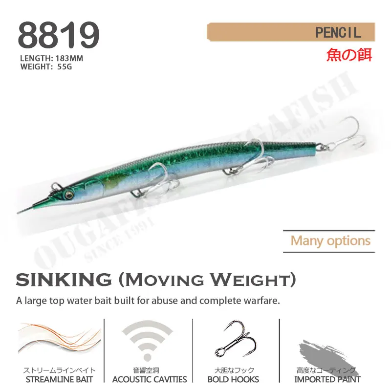 Señuelo de lápiz para pesca, 55g, 183mm, equipo Artificial, envío directo - imagen 2