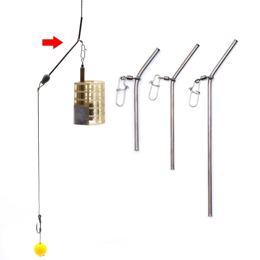 Accesorios de pesca de carpa, método de pluma Leger antienredos, aparejo alimentador, jaula de cebo, conector, gancho giratorio a presión para aparejos de carpa, 3 uds.