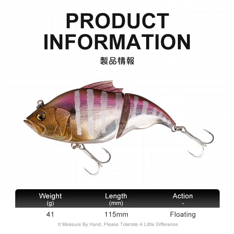 LEYDUN nuevas Señuelos de pesca vibratorios flotantes 115mm 41g sin labios buenos nimbaits multiarticulados cebos duros de lubina de agua salada Wobbler de hielo - imagen 2