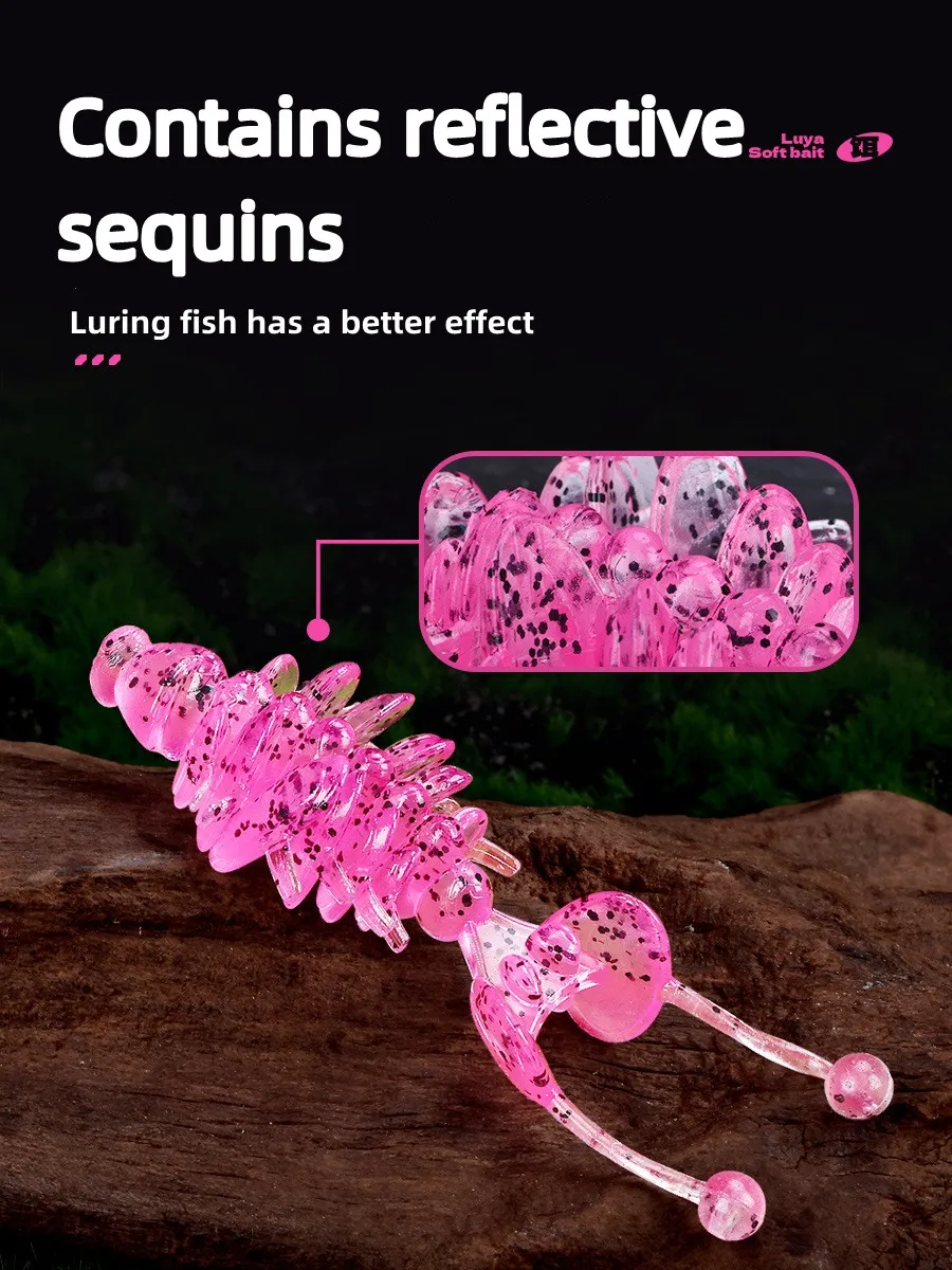 1Kit 10 Uds TPE Señuelos de Pesca 6,5 cm camarones flotantes Wobbler Artificial gusano de silicona cebo falso para Lucio mar Crankbait señuelos - imagen 4