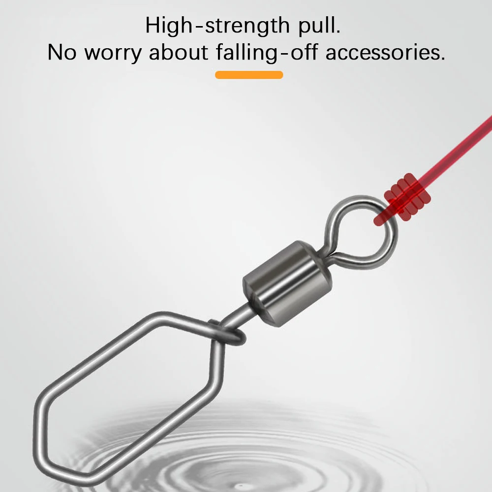 DNDYUJU 50 Uds. De barril rodante de pesca, conector de señuelo giratorio, hebilla rápida, gancho de acero inoxidable, aparejos de pesca de agua salada - imagen 5