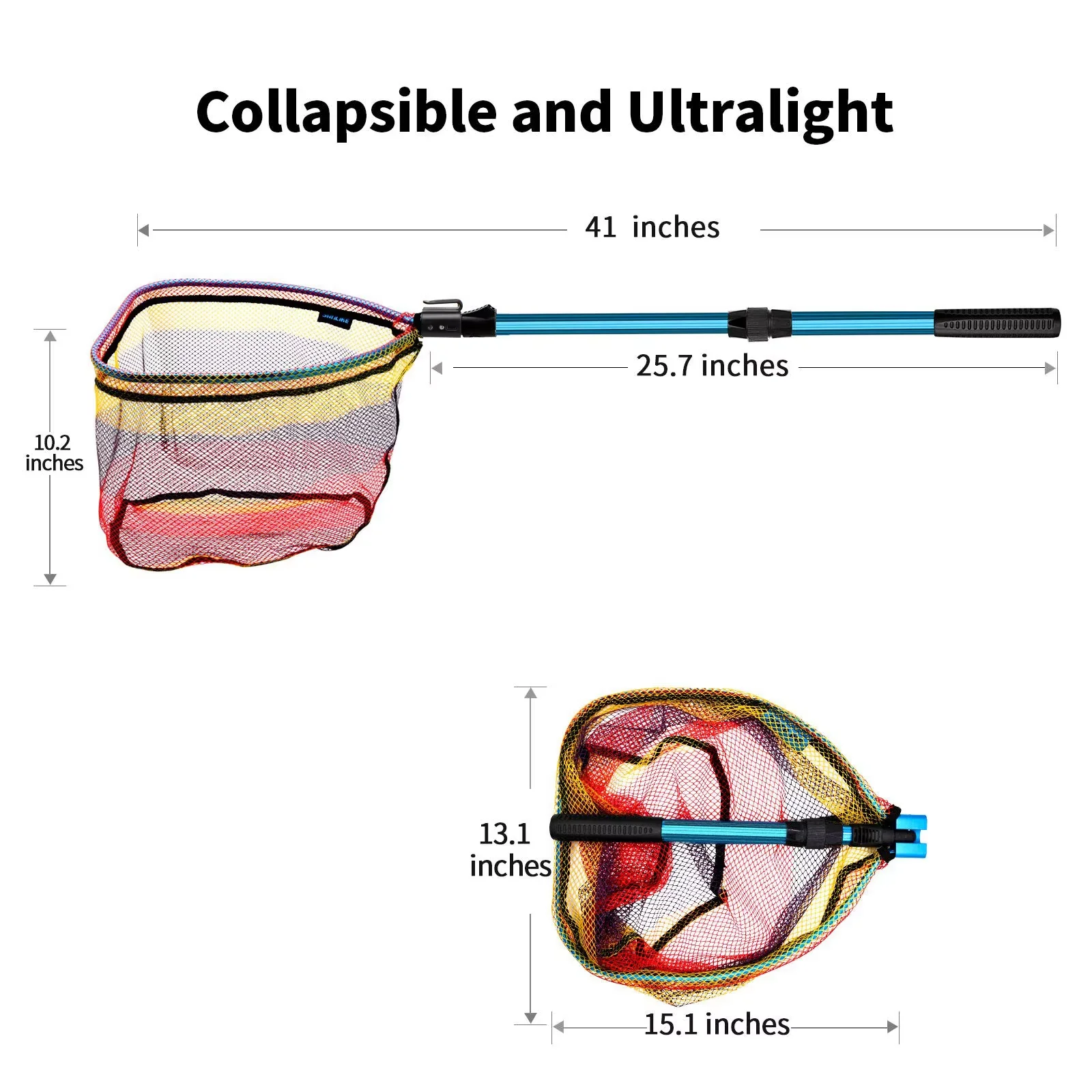 SANLIKE-red de aterrizaje de pesca plegable de aleación de aluminio, cañas de pescar portátiles retráctiles, redes de fundición sumerjadas a mano, herramientas de pesca - imagen 2