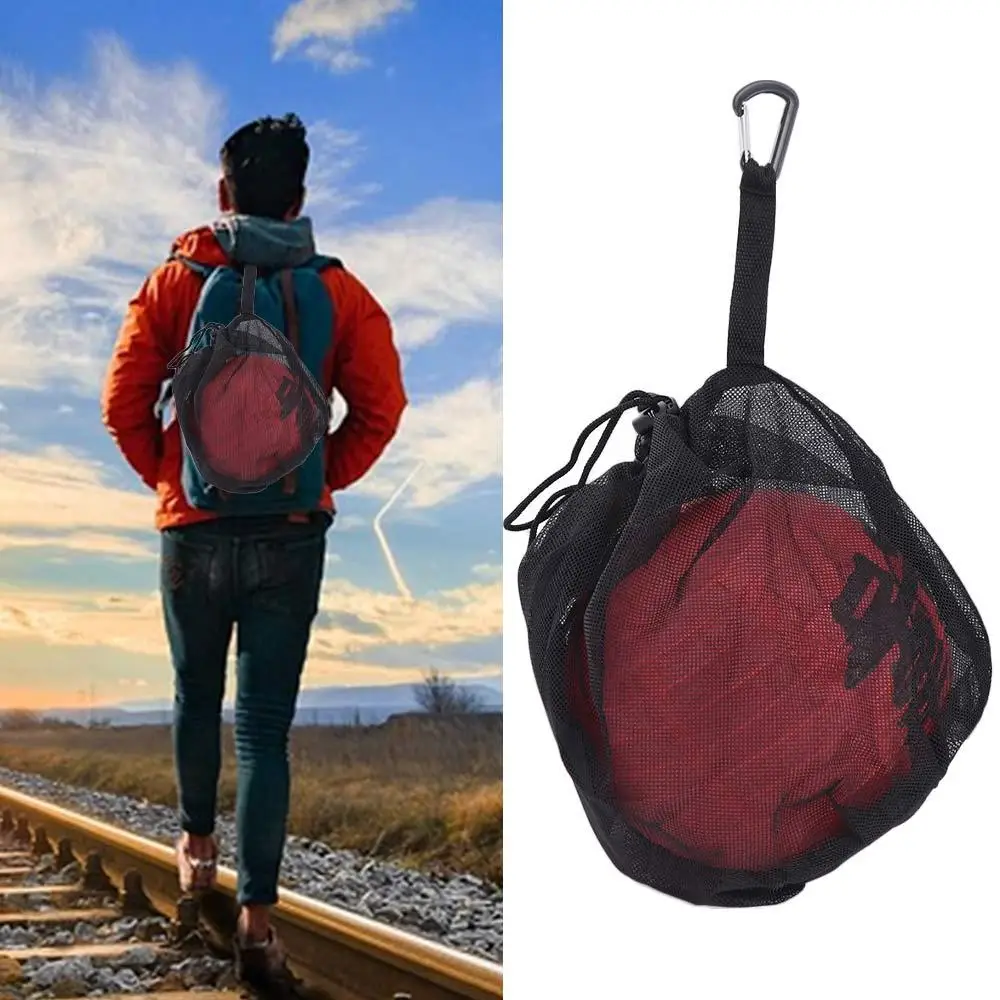 Bolsa de malla con Clip para pelotas, soporte para pelotas, bolsa de almacenamiento de baloncesto con cordón, bolso de tela Oxford, bolsa individual para pelotas, voleibol y fútbol - imagen 5