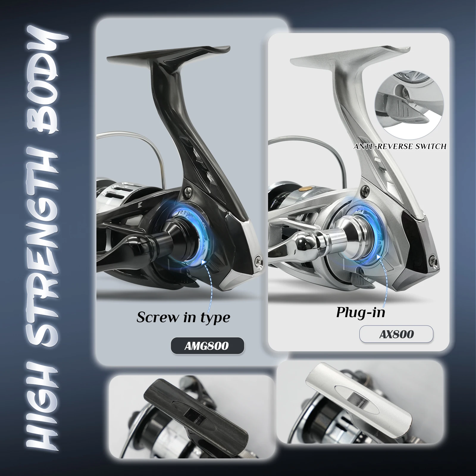 Carrete giratorio para camarones de hielo ROOBLINOS AMG AX 5,2: 1 800 Tamaño 150-170 g Liso y ligero - imagen 4