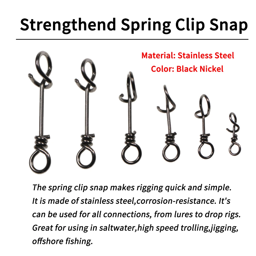 LIONRIVER 100pcs Stainless Steel Fishing Spring Clips Strengthend Quick Change Snaps Fishing Lure Rig Connector Accessories - imagen 3