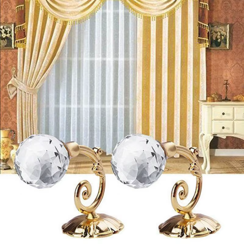 Ganchos de metal y cristal para cortinas con soporte de pared - imagen 3